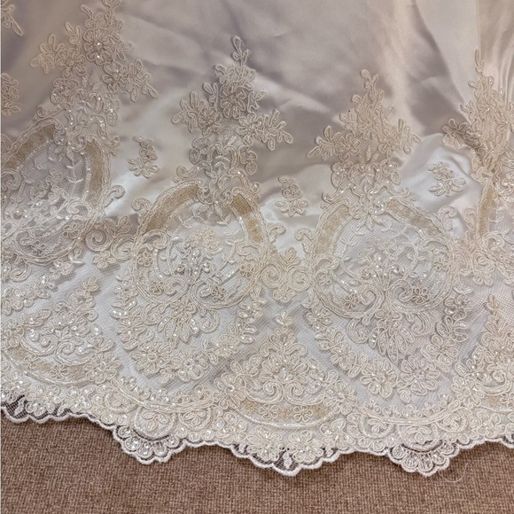 wedding dress with lace beaded train - Picture 8 of 11